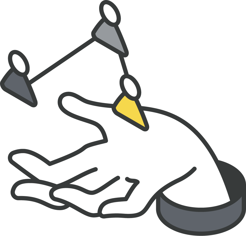 Hand holding icons of social media design and marketing